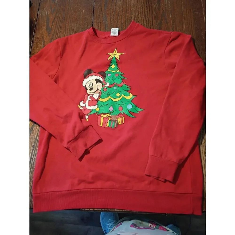 Medium Disney Mickey Mouse Christmas Holiday Pullover Long Sleeve Sweatshirt